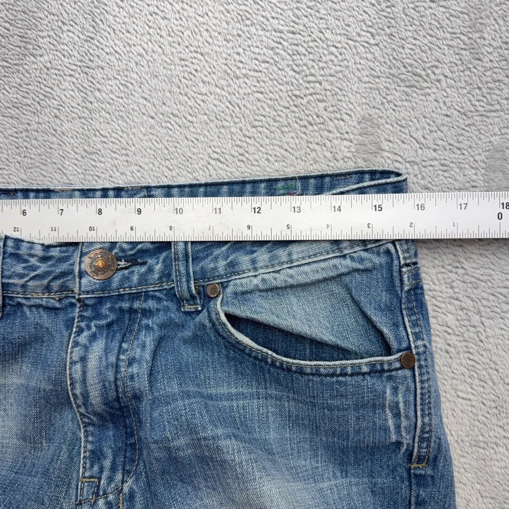 Diesel Jeans Mens 32 Blue Industry Straight Leg Medium Wash Distressed Denim